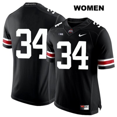 Women's NCAA Ohio State Buckeyes Mitch Rossi #34 College Stitched No Name Authentic Nike White Number Black Football Jersey VS20Y26JL